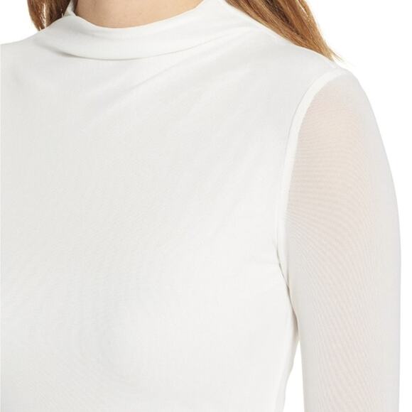 Tiger Mist | Cleo White Mesh Long Sleeves Bodycon Fitted Mini Dress - Picture 2 of 11